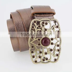 2015 Vintage Style Women's Fashion PU Brand Belt With Pierced Buckle in Chinese Factory thumbnail-3