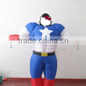 DJ-CO-111 Adult Chub Captain America Inflatable Blow Up Color Full Body Costume Jumpsuit thumbnail-2