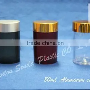 80ml Clean Acrylic Pill Bottle With Golden Cap, Transparent Acrylic Bottle With Aluminum Screw Cap, Empty PS Capsules Bottle thumbnail-1