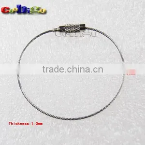 Thinkness 1mm Stainless Steel Wire Keychain Cable Twist Screw Locking Length 6"#FLQ043 thumbnail-1