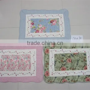 Shabby Chic Green Floral Patchwork Quilted Cotton Bedroom Bath Floor Mat Rug thumbnail-1