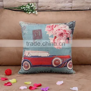 2015 Digital Printing Cartoon Car Series Cushion Cover Cotton and Linen Hold Pillow thumbnail-4