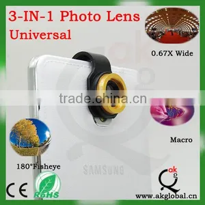 China Supplier Universal Clip 3 in 1 Lens Fisheye Wide Angle Macro Mobile Phone Lens thumbnail-6