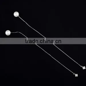 925 Stering Silver Natural Freshwater Pearl Earring Ear Line thumbnail-3