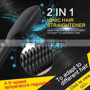 ELECTRIC HAIR STRAIGHTENER BRUSH LCD ION ANTI-SCALD COMB AUTO MASSAGER thumbnail-2