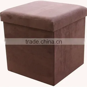 Beautiful!! Brown Suede Folding Storage Ottoman thumbnail-1