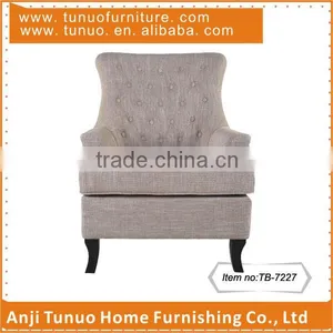 Accent Chair With High Quality Linen Fabric and KD Black Color Rubber Wood Legs and Moveable Seat Cushion,TB-7227 thumbnail-1