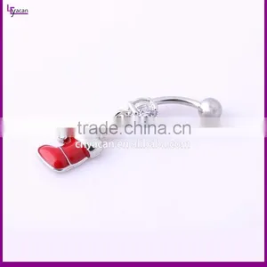 Gold Plated Christmas Shoes Dangle Fox Belly Piercing thumbnail-2