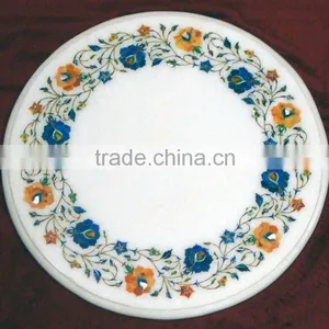 White Marble Round Table Top thumbnail-1