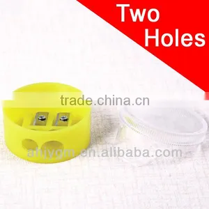 Different Colors 2 Holes Round Plastic Pencil Sharpener/two Hole Sharpener thumbnail-1