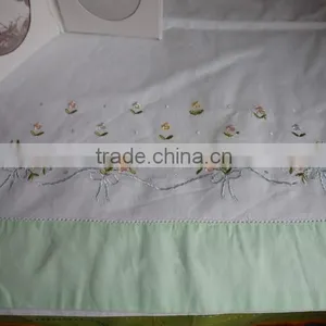 50*70CM Colorful Flowers and Stems Embroidered Hemstitched Green Colour Pillowcovers thumbnail-2