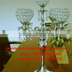 5 Arms Crystal Tall Wedding Standing Candelabra for Wedding Candle Holder thumbnail-1