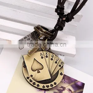 High Quality Custom Wholesale New Trendy Implicit Sterling Silver Leather Necklace thumbnail-4