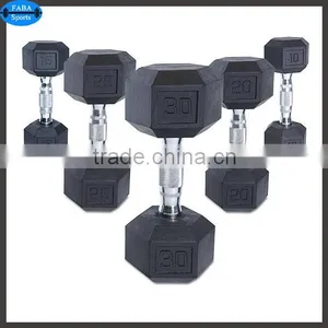 Black Rubber Coated Hex Dumbbell thumbnail-1