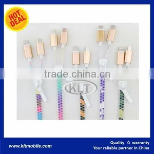 KLT Mix Color Zipper USB Cable 2 in 1 Couple Lighting Cable thumbnail-2