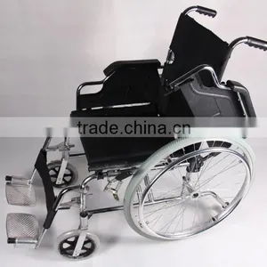 CHROMED STEEL FRAME,FLIP-UP DESK ARMREST,DETACHABLE FOOTREST,SOLID CASTOR, HOT SALE MANUAL WHEELCHIR thumbnail-3