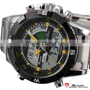 Shark Mens LED Day Date Display Steel Band Army Sports Watch thumbnail-4