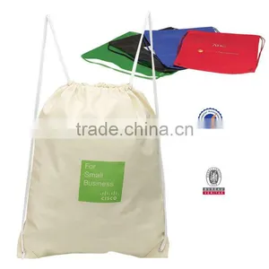 White Cotton Drawstring Backpa.. thumbnail-1