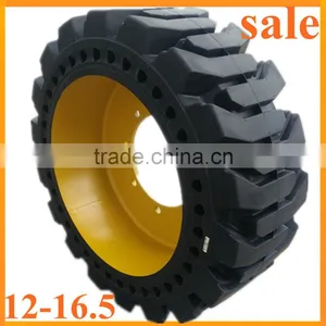 Bob Cat Solid Skid Steer Tires 12-16.5 for 904b 904h S130 thumbnail-1