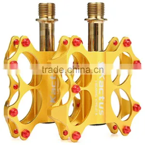 2pcs Kactus KTPD - 07 Bike MTB Cycling Pedals Gold-plating Titanium Spindle Footrest Flat CNC 3 Bearings Ultralight Pedals thumbnail-5
