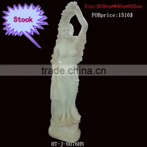 Marble Nude Flower Lady Statue In Stock thumbnail-1