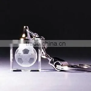 Cute Football Lasered Crystal Cube Keychain thumbnail-1