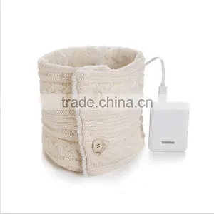 New Arrival Electrical Heating Collar Couple Fasion Valentine Present Rechargeable Warm Scarf With Power Bank, Knitted Scarf thumbnail-5
