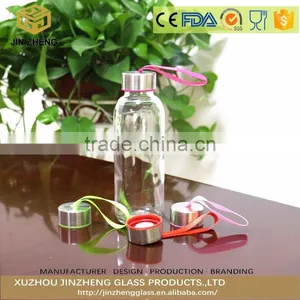 Colorful Glass Sports Bottle With Stainless Steel Lid and Sleeve thumbnail-1