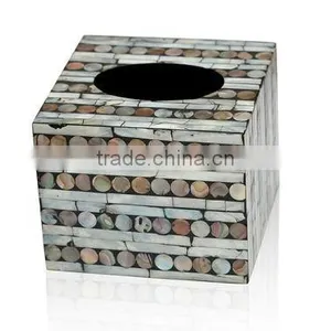 High Quality Brown White Mother of Pearl Tissue Box thumbnail-1