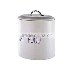 Stylish Metal White Dog Cat Pet Food Container thumbnail-1