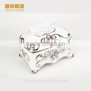 Stock Ceramic Tissue Paper Box/tissue Box in Stock Golden Color thumbnail-3