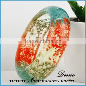 Handmade Gift Clear Real Flower Bracelet Resin Flower Bangle thumbnail-6