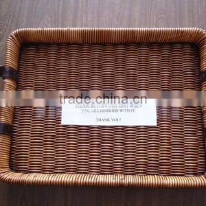 Brown Rect Wicker Tray With Short Leather Handles(factory Provide) thumbnail-1