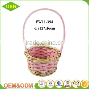Personalized Small Round Easter Egg Hunt Wicker Easter Gift Basket thumbnail-3