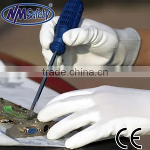 NMSAFETY Importers of Working Gloves White Nylon Coated White PU Gloves thumbnail-1