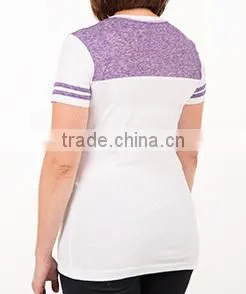 100% Polyester V-neck T-shirt Wholesale Custom Made in China Fashion Apparel District Juniors Varsity Bulk V-Neck T-shirt thumbnail-3