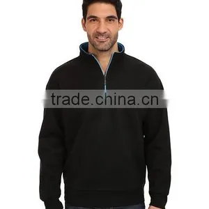 Cotton Cheap Men Custom Black Zip Pullover Sweatshirt thumbnail-2