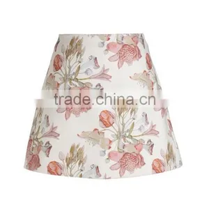 Latest Summer Ladies Fashion Skirt Hot Sale A-line Mini Floral Printed Short Skirt Sexy Office New Design White Skirt thumbnail-3