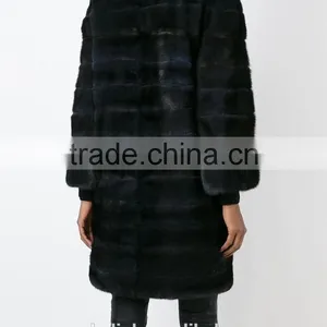 New Style Modern Ladies Black Mink Fur Padded Coat Competitive Price thumbnail-2
