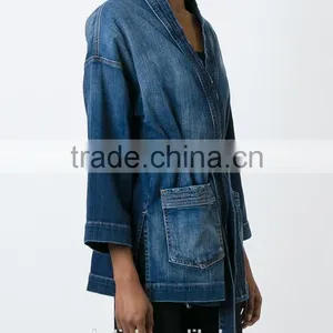 Hot Sale Unique Design Lady Denim Kimono Style Jackets for Sale thumbnail-1