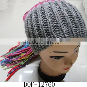Fashion Most Popular 100%acrylic Crochet Knitted Stripe Hot Cap for Winter in Stock Now! thumbnail-3