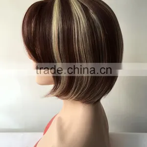 Wholesale Machibe Made Wigs Straight Short Bob Lace Front Wig Bob Style Natural Scalp Wig For Black Women thumbnail-2