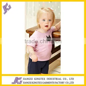 Baby Children Clothing Set,girls Boys t Shirt+pants Undershirt Shorts,kids Pink Cat Printing Set thumbnail-1