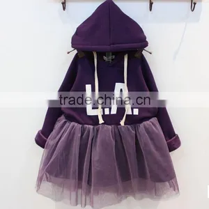 Girls Casuall Winter Dress Gauze Long Sleeve Fashion Kid Dresses Letter Tutu Dress thumbnail-1