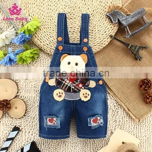 Lovely Carton Bear Kids Fashion Baby Pants Children Denim Short Overalls Kids Strap Jeans Pants thumbnail-1