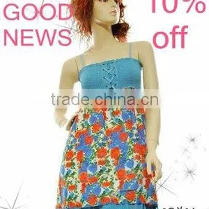 Women Denim Chiffon Stylish Casual Dress thumbnail-1