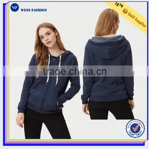 2016 Winter Wholesale Women 100% Cotton Plain Zip Hoodie Free Sample thumbnail-1