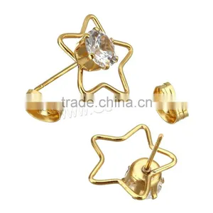 Made Stainless Steel Cubic Zirconia Star Diamond Stud Earring thumbnail-4