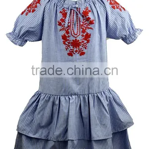 2017 Girl Party Enbroider Falbala Dress for Children Frocks Designs thumbnail-1