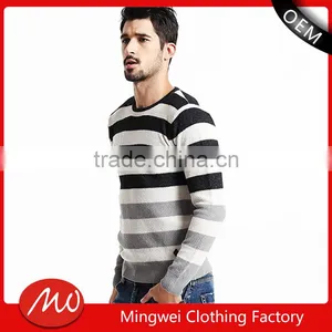 2017 Supple Simple Design Round Collar Stripe Sweater Men Pullover With Low Prices thumbnail-1
